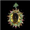 Image 1 : Natural Citrine Emerald Tourmaline Pendant/Brooch