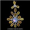 Image 1 : Natural Yellow Sapphire, Opal & Cz Pendant
