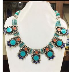 Tibet Hand Made Turquoise & Coral Necklace