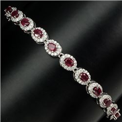 Genuine Oval Cut 4x3mm Vivid Red Ruby Bracelet