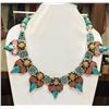 Image 1 : Tibet Hand Made Natural Turquoise & Coral Necklace