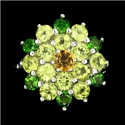 Natural Citrine Chrome Diopside Peridot  Ring