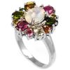 Image 2 : NATURAL WHITE OPAL & MULTI COLOR TOURMALINE Ring