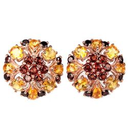 NATURAL AAA DARK ORANGE RED GARNET CITRINE Earrings