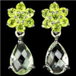 NATURAL Light GREEN AMETHYST & PERIDOT earring