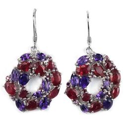 Natural BLOOD RED RUBY & PURPLE AMETHYST Earrings