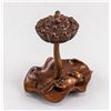 Image 2 : Chinese Fine Wood Carved Lotus and Frog Decoration