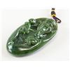 Image 2 : Chinese Green Jade Carved Shouxin Toggle