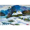 Image 1 : Oil on Panel Snowy Landscape Painting