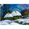 Image 3 : Oil on Panel Snowy Landscape Painting