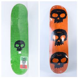 GREEN/ ORANGE ZERO SKATE DECK W. SKULL  8.5"