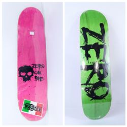ZERO  PINK/ GREEN "ZERO OR DIE"  SKATE DECK 8.5"