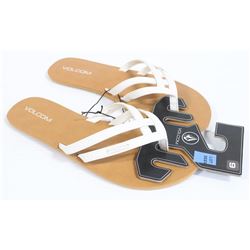 VOLCOM LADIES WHITE CROSSTOWN SANDALS SIZE 9