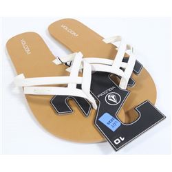 VOLCOM LADIES WHITE CROSSTOWN SANDALS SIZE 10