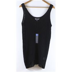 MICHAEL STARS BLACK KNITTED DOUBLE SCOOP NECK