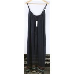 GYPSY WOMENS BLACK  DRESS WITH EMROIDERED BOTTOM