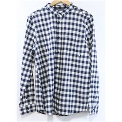 ELEMENT NAVY AND WHITE PLAID MENS BUTTON UP LONG