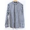 Image 1 : ELEMENT NAVY AND WHITE PLAID MENS BUTTON UP LONG