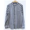 Image 1 : ELEMENT NAVY AND WHITE PLAID MENS BUTTON UP LONG