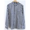 Image 1 : ELEMENT NAVY AND WHITE PLAID MENS BUTTON UP LONG