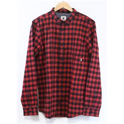 ELEMENT RED AND BLACK PLAID MENS BUTTON UP