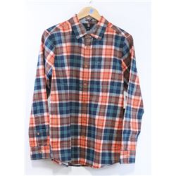 VOLCOM ORANGE/GREEN PLAID LONG SLEEVE MENS BUTTON