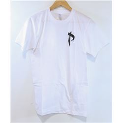 AMERICAN APPAREL WHITE PLUSH "P" TSHIRT SIZE S