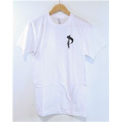 AMERICAN APPAREL WHITE PLUSH "P" TSHIRT SIZE S