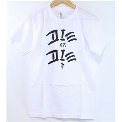 AMERICAN APPAREL WHITE PLUSH "P" TSHIRT SIZE L