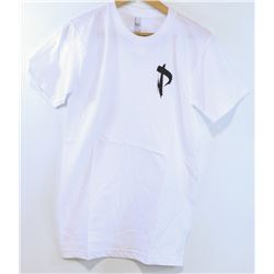 AMERICAN APPAREL WHITE PLUSH "P" TSHIRT SIZE S