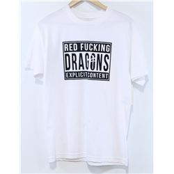 RED DRAGON MENS WHITE T-SHIRT F*@KING SIZE MEDIUM