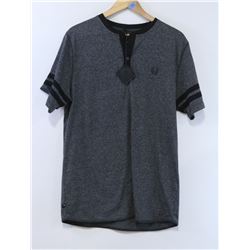 RED DRAGON MENS LIGHT GRAY & BLACK BUTTON NECK