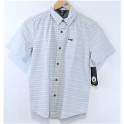 VOLCOM YOUTH PORT STRIPED SHORTED SLEEVED BUTTON