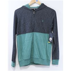 VOLCOM YOUTH GREEN & GREY ZIP UP HOODIE
