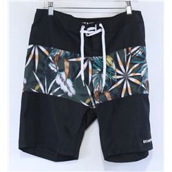 EKUMENIK MENS BLACK GRAPHIC TAILORED BOARD SHORTS