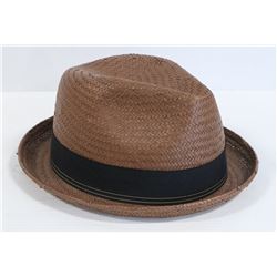 BRIXTON BROWN WICKER STYLE FEDORA SIZE MEDIUM/7.25