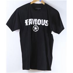 FAMOUS MENS BLACK LOGO TSHIRT SIZE MEDIUM