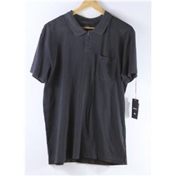 RVCA MEN'S GREY PIGMENT POLO SHIRT SIZE LARGE