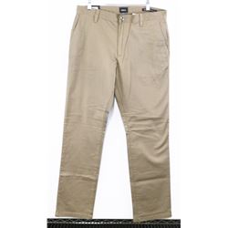 RVCA MEN'S KHAKI STRETCH SLIM FIT PANTS SIZE 34