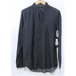 KR3W MEN'S CHARCOAL LONG SLEEVE WOVEN SHIRT