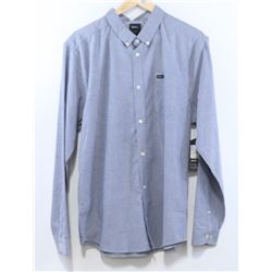 RVCA MEN'S THAT'LL DO STRETCH GREY BUTTON UP SHIRT