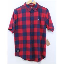 FOURSTAR NAVY/RED PLAID SHORT SLEEVE BUTTON UP