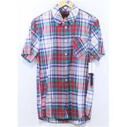 EMERICA BLUE/RED PLAID GARCIA SHORT SLEEVE BUTTON