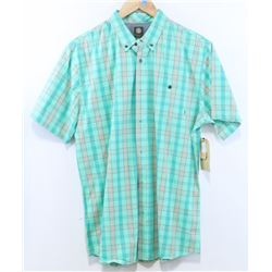 ELEMENT MEN'S GREEN PLAID SHORT SLEEVE BUTTON UP