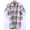 Image 1 : BRIXTON MEN'S BROWN/CREAM PLAID SHORT SLEEVE