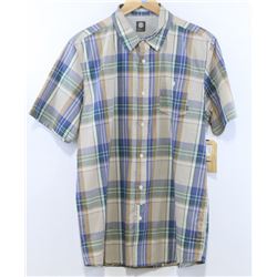 ELEMENT MEN'S SAND PLAID SHORT SLEEVE BUTTON UP