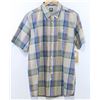 Image 1 : ELEMENT MEN'S SAND PLAID SHORT SLEEVE BUTTON UP