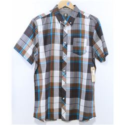 ELEMENT MEN'S PLAID CHECKERED SHORT SLEEVE BUTTON
