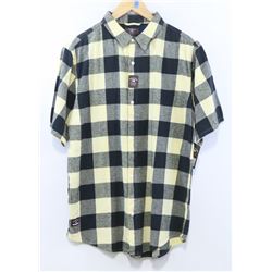 FOURSTAR MEN'S BLACK/EGGSHELL PLAID SHORT SLEEVE