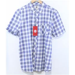 ELEMENT MEN'S BLUE/WHITE PLAID SHORT SLEEVE BUTTON
